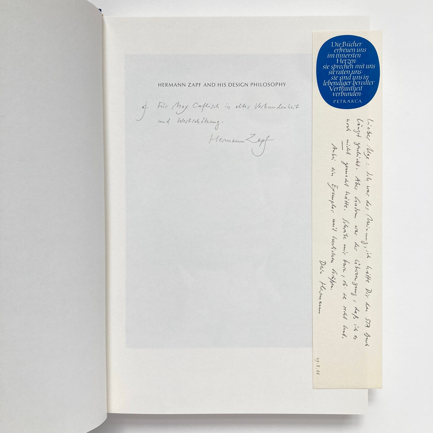 Hermann Zapf and His Design Philosophy - Inscribed to Max Caflisch