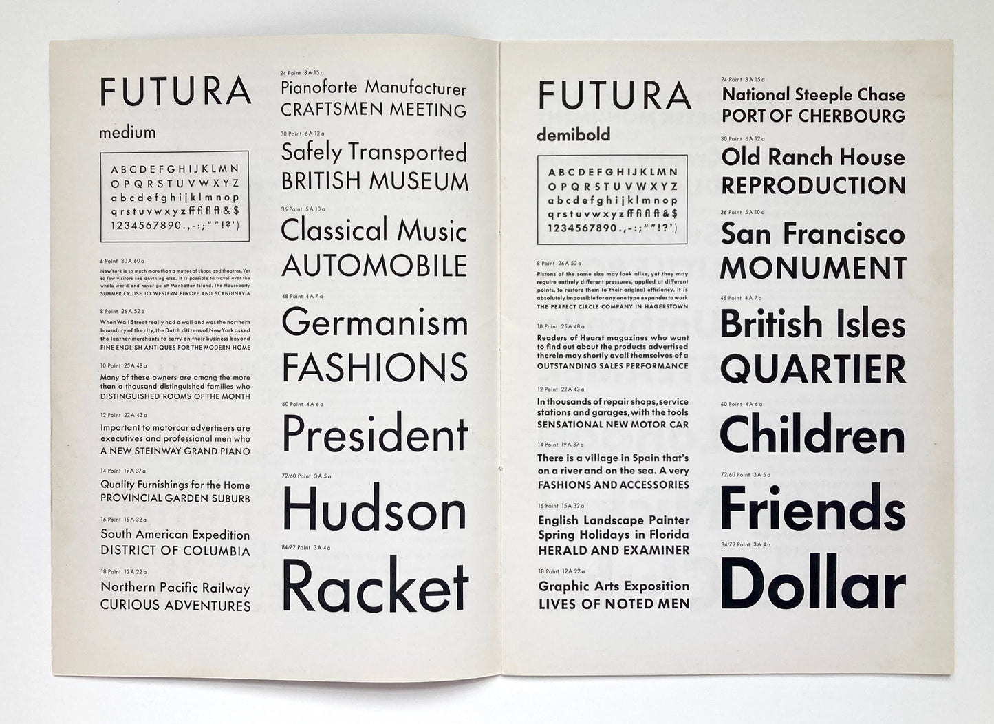 Futura Type Specimen