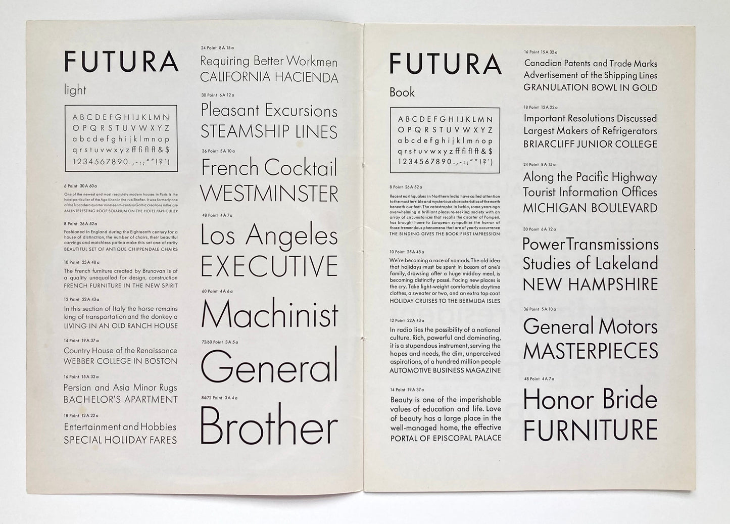 Futura Type Specimen