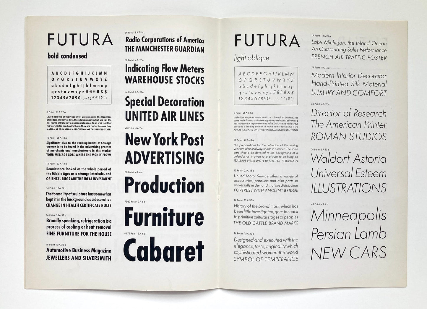 Futura Type Specimen