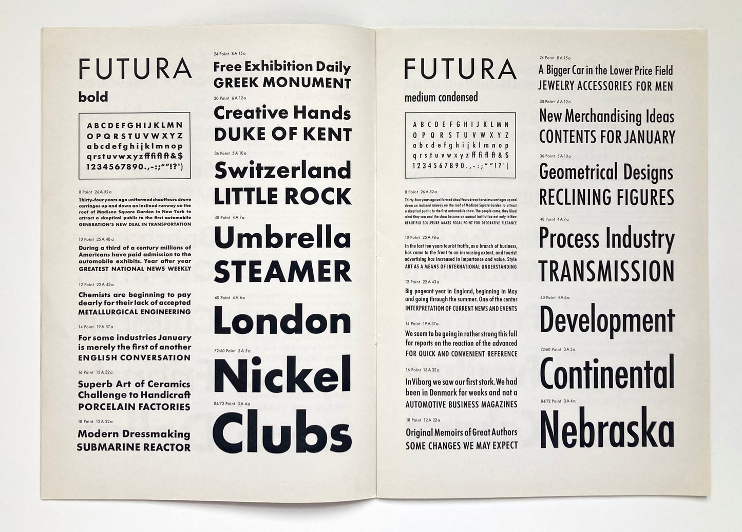 Futura Type Specimen