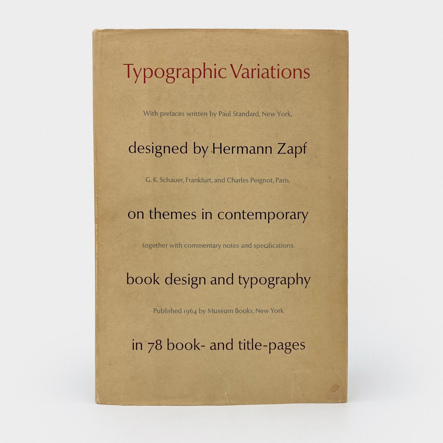 Typographic Variations designed by Hermann Zapf on themes in contemporary book design and typography