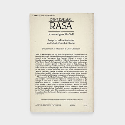 Rasa or Knowledge of Self. Essays on Indian Aesthetics and Selected Sanskrit Studies