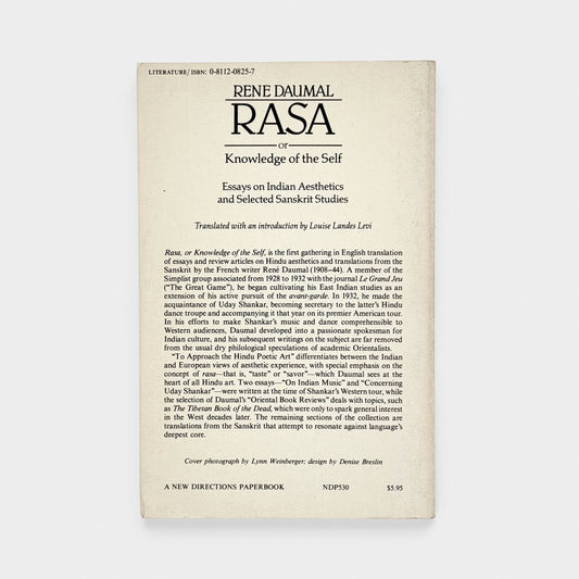 Rasa or Knowledge of Self. Essays on Indian Aesthetics and Selected Sanskrit Studies