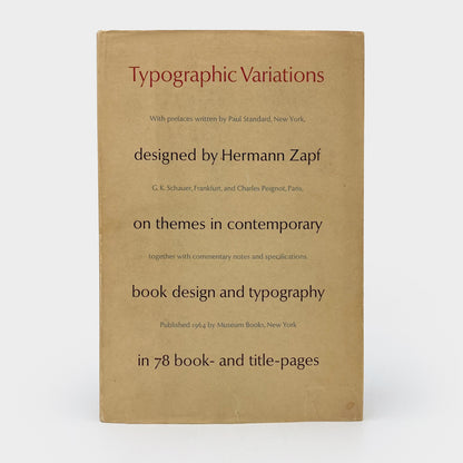 Typographic Variations designed by Hermann Zapf on themes in contemporary book design and typography